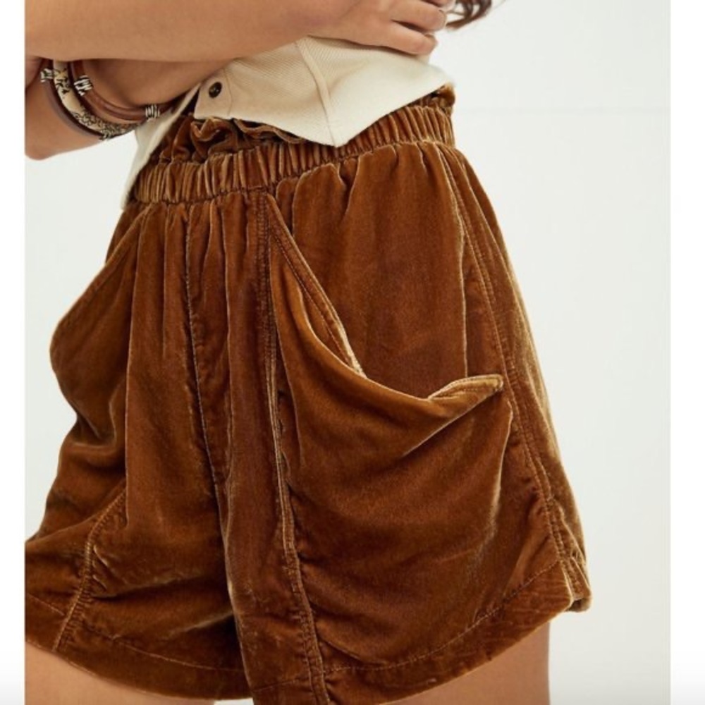 Free People At First Sight Velvet Elastic Paper Bag Shorts XS
